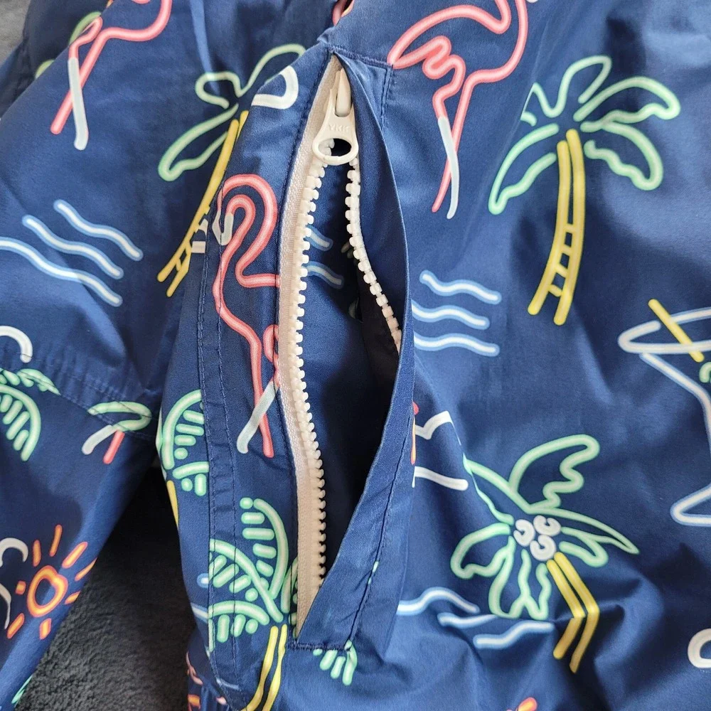 Chubbies Swim Jacket Oversized Medium Neon Y2K Flamingo Full Zip Beach 16775